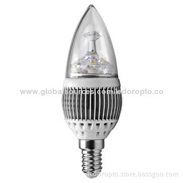 LED 3W Candle Bulbs, GU5.3/GU10/MR16/E14/E27 Base Type , with Cooling Fins